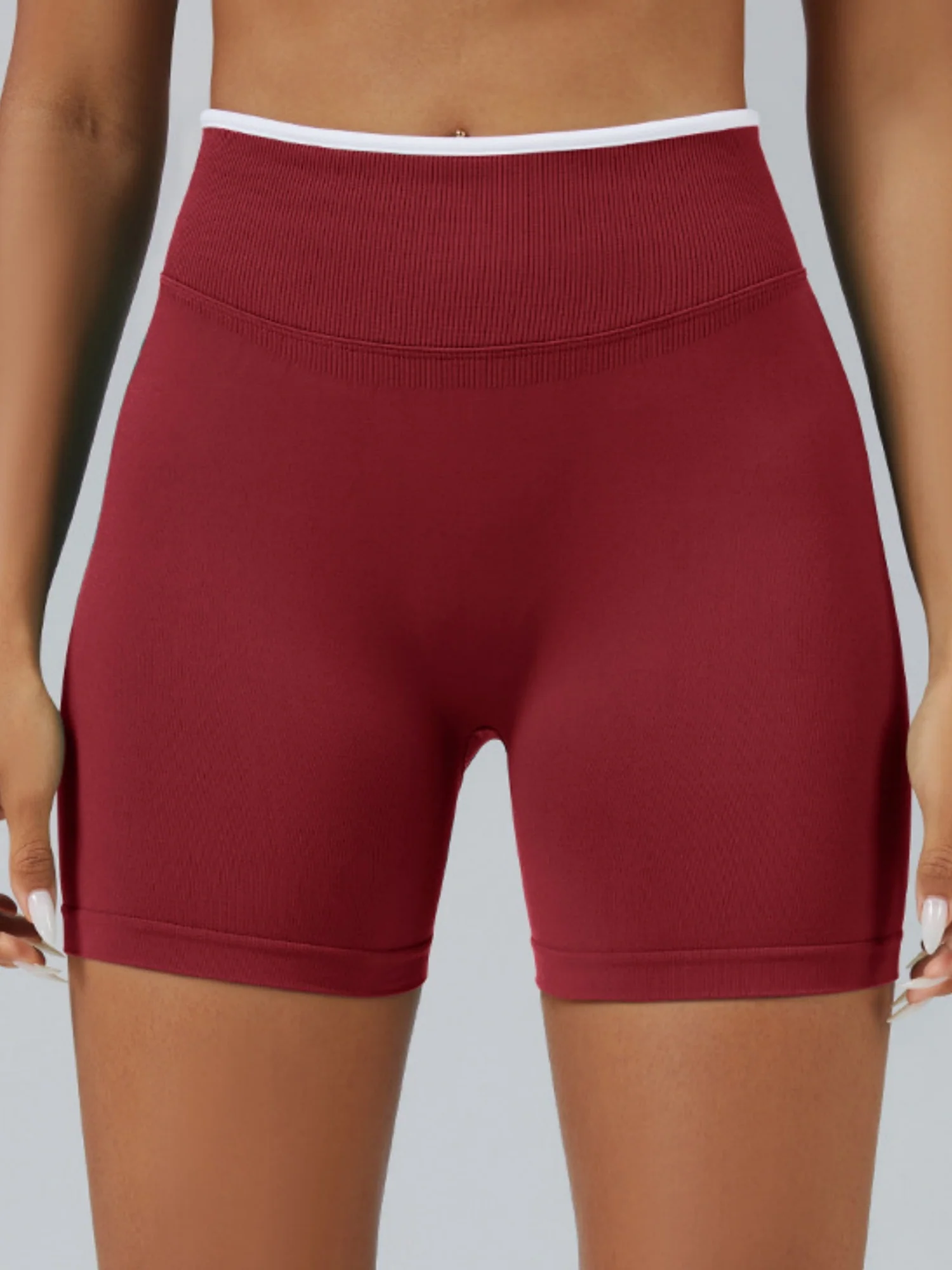 Color Matching Seamless High-waisted Hip Lift Exercise Yoga Shorts - Image 2