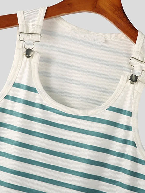 Stripes Stretch Slim-fit Metal Buttons Camisoles Tank Tops - Image 3