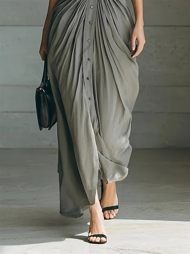 Long Collared Button-down Shirt Dress With Belt - Image 5