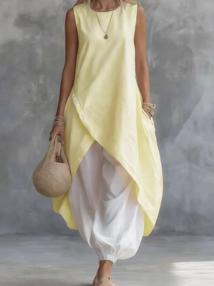 Sleeveless Loose-fitting Long Dress With Pockets - Image 2
