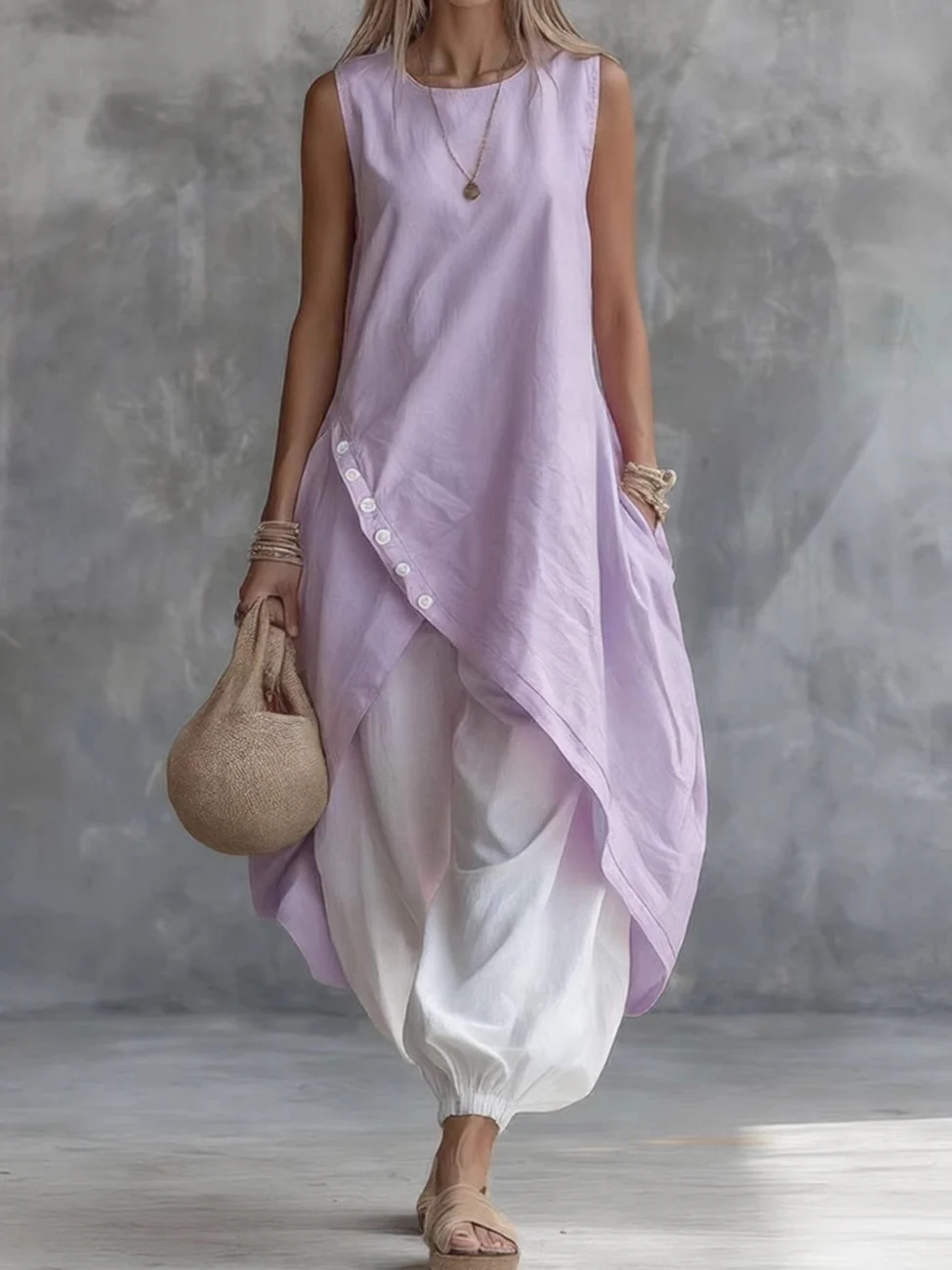 Sleeveless Loose-fitting Long Dress With Pockets - Image 4