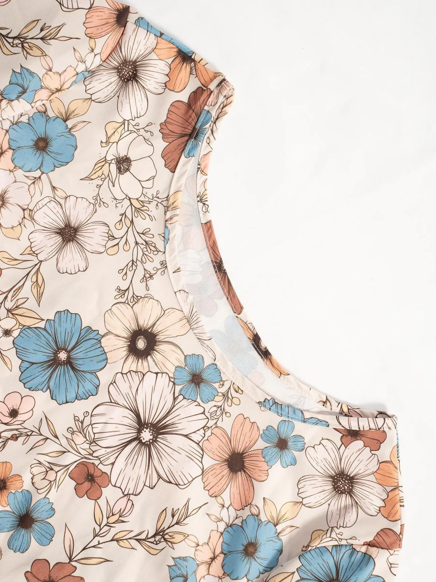 Floral Puff Sleeve Tie-waist Short Dress - Image 9