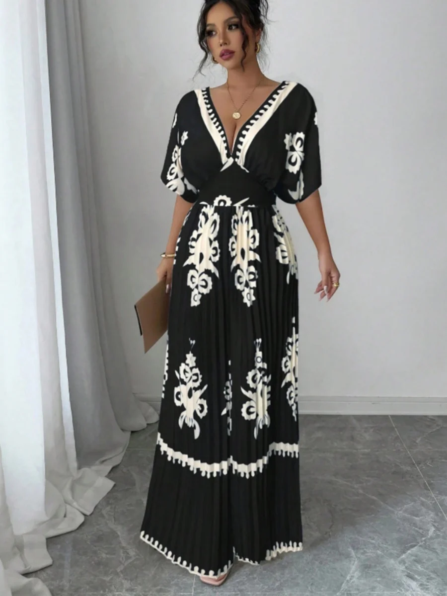 Ethnic-style Printed Loose Short-sleeved Jumpsuit - Image 10