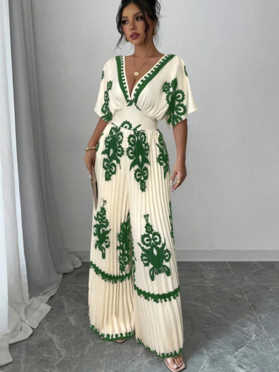Ethnic-style Printed Loose Short-sleeved Jumpsuit - Image 14
