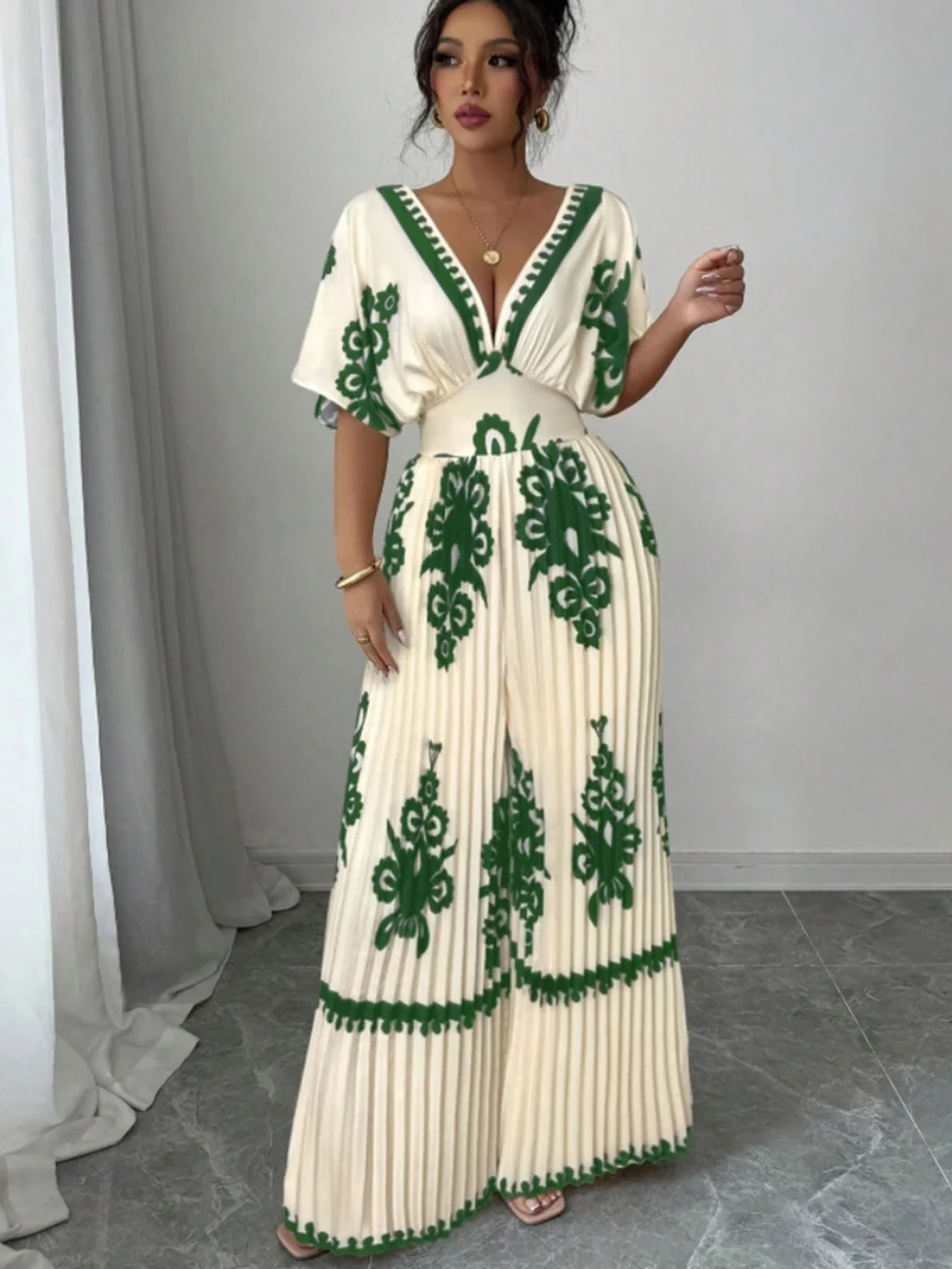 Ethnic-style Printed Loose Short-sleeved Jumpsuit - Image 15