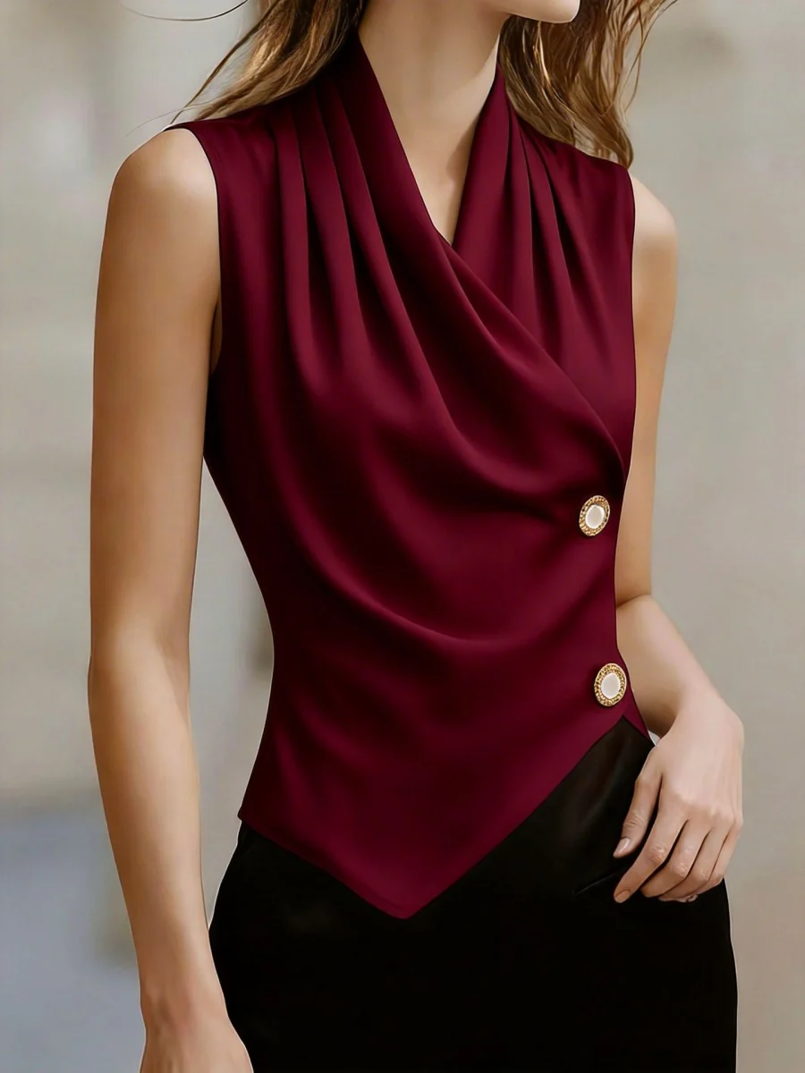 Kink Temperament Commuting Pleated Jacket Tank Tops - Image 10