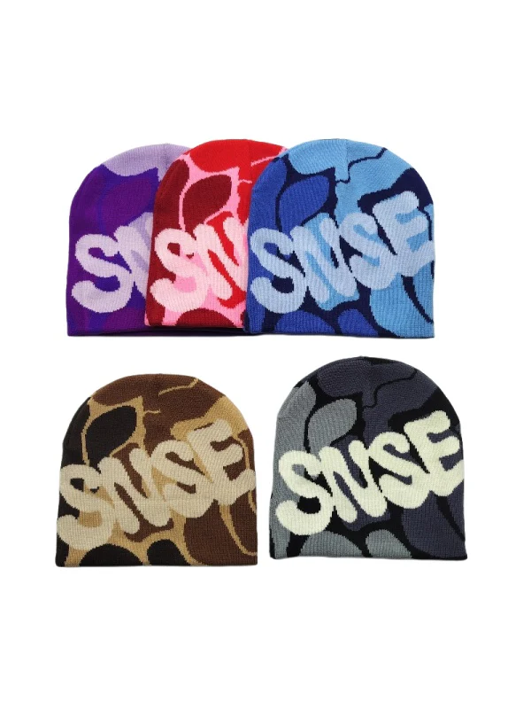 Letter Jacquard Windproof Beanies