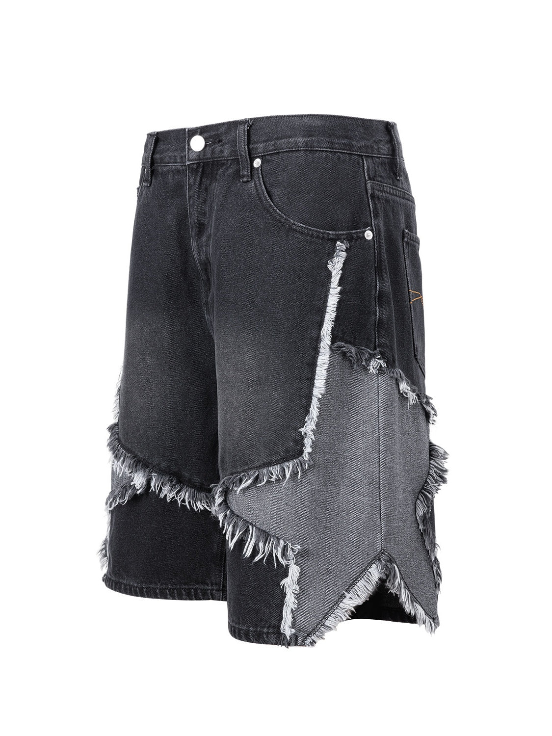 Five-pointed Star Patchwork Loose-fit Straight-fit Denim Mid-length Pants Shorts - Image 8