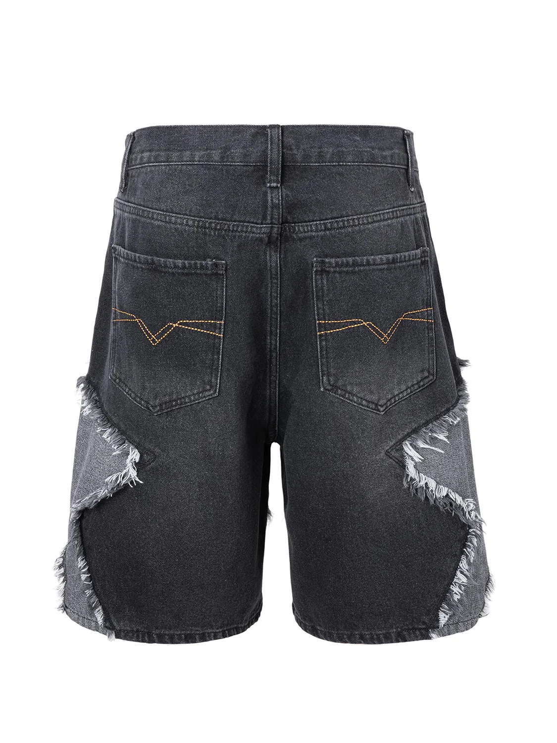 Five-pointed Star Patchwork Loose-fit Straight-fit Denim Mid-length Pants Shorts - Image 9