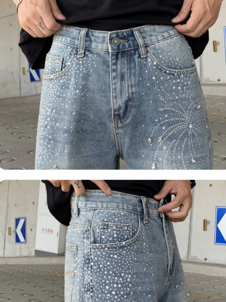 Diamond Full Diamond Hole Gradient 7 Points Denim Shorts - Image 10