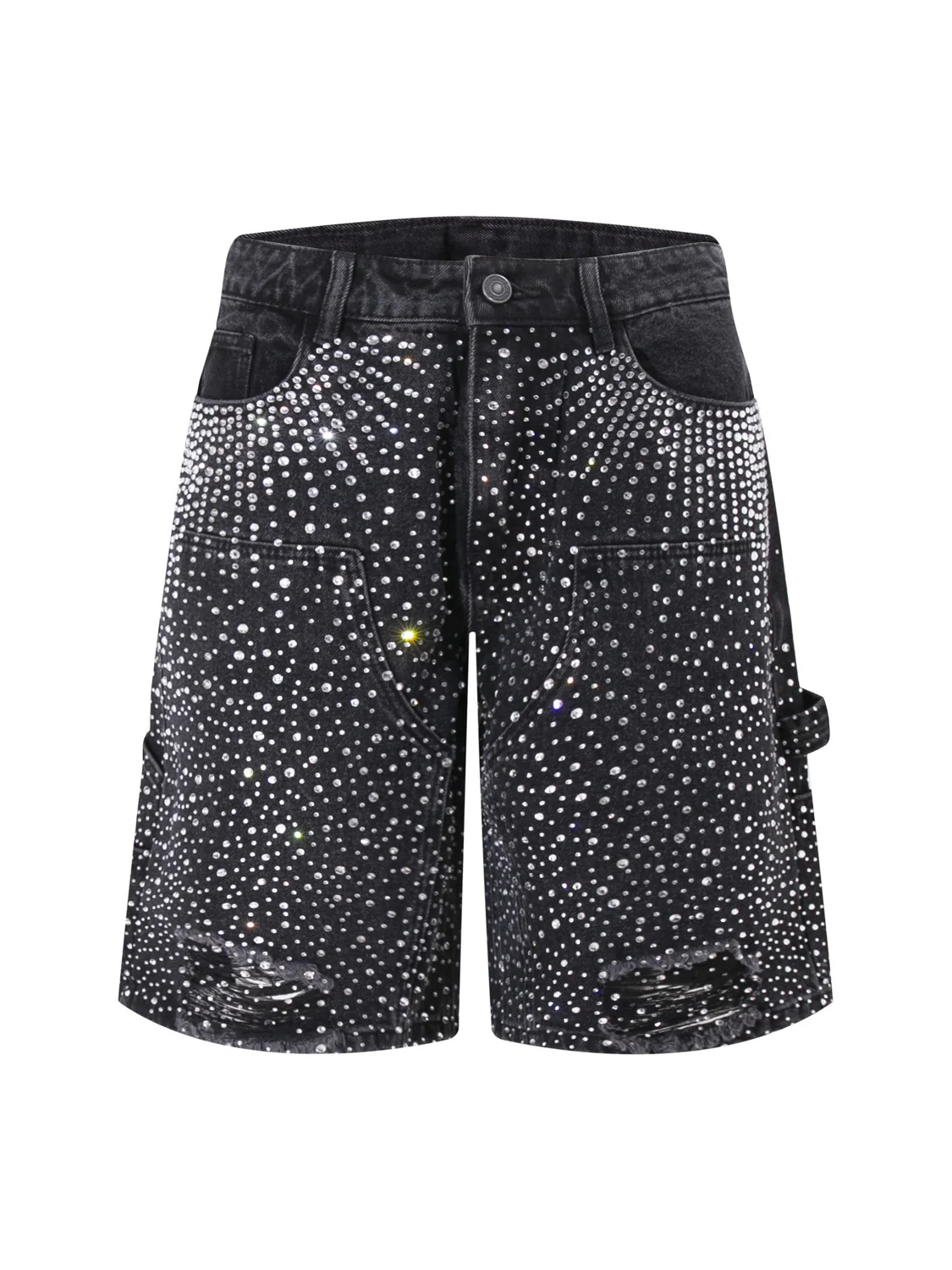Diamond Full Diamond Hole Gradient 7 Points Denim Shorts - Image 6