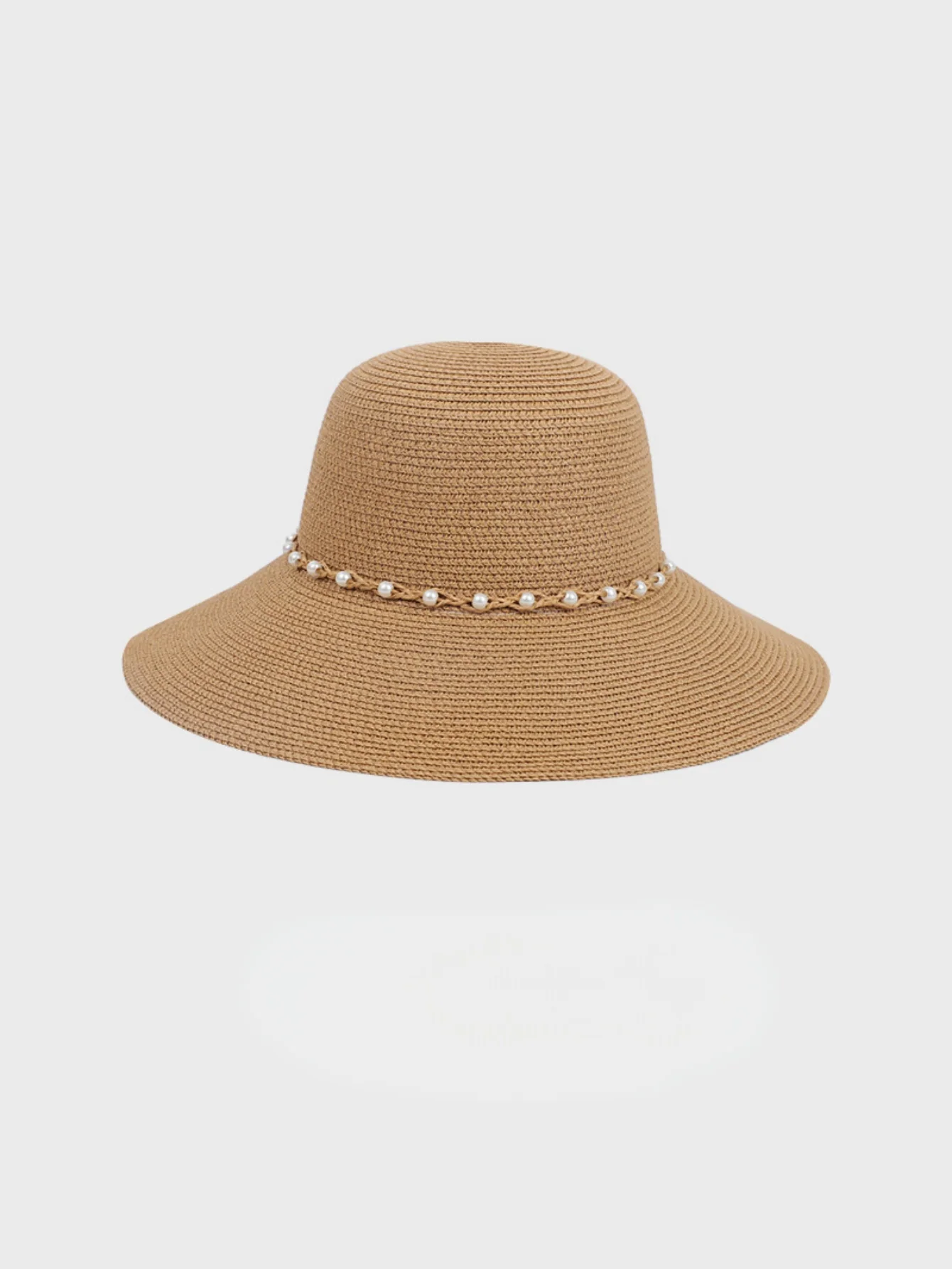 Dome-shaped Wide-brimmed Pearl-woven Band Sunshade And Sun Protection Beach Hat - Image 2