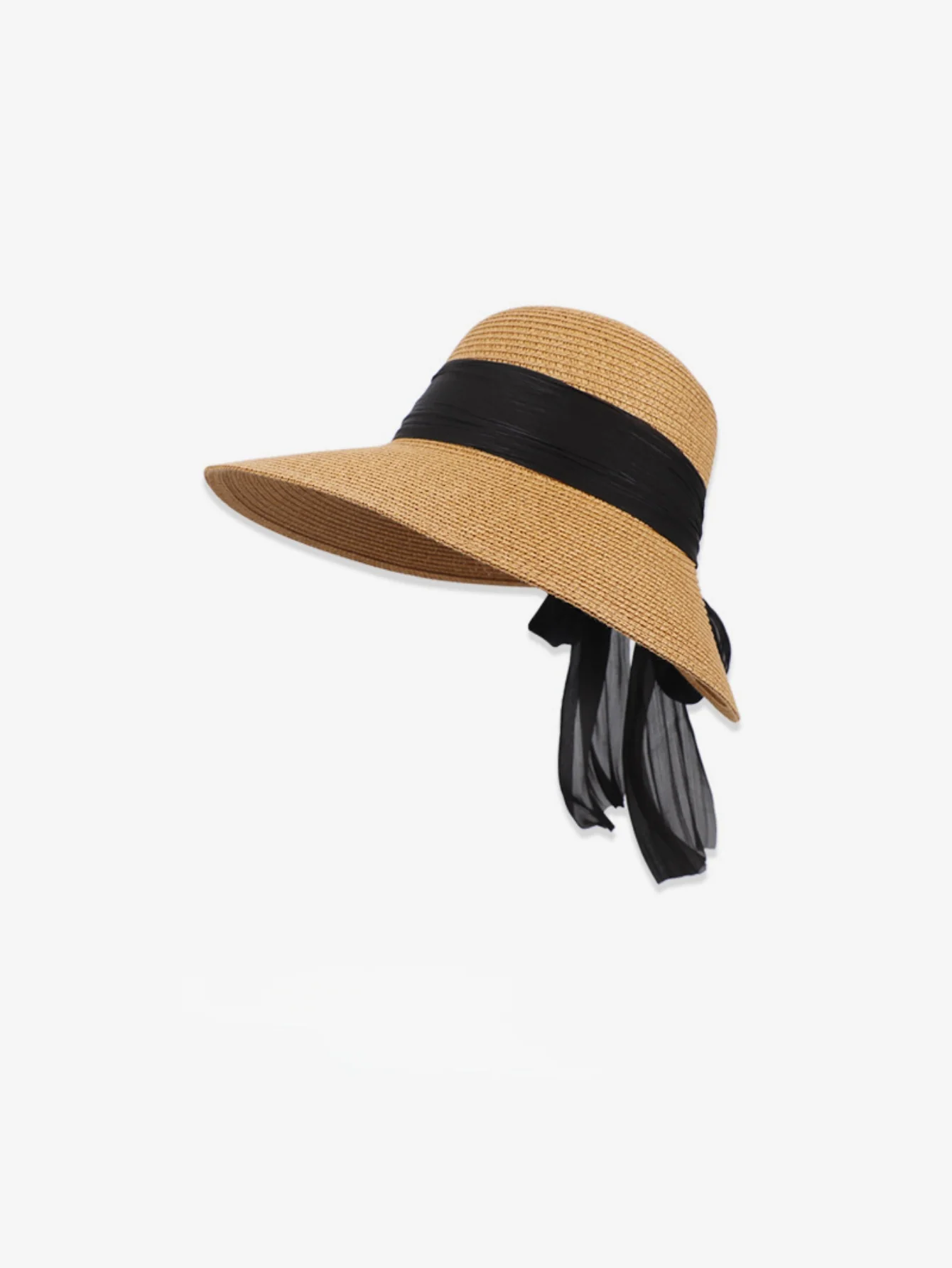 Beach Vacation Sunshade Straw Hat With Wide Brim, Bow And Ribbon - Image 2