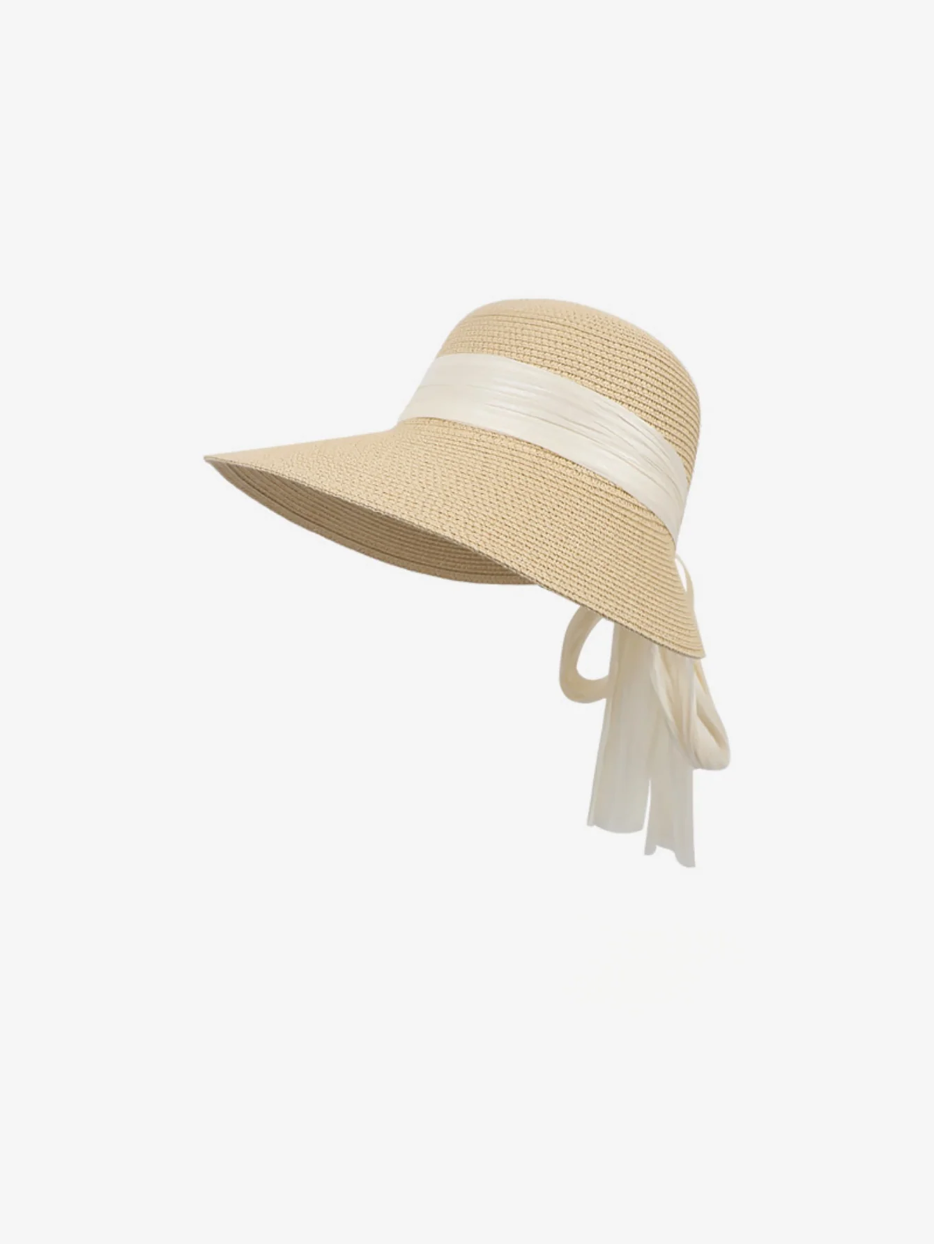 Beach Vacation Sunshade Straw Hat With Wide Brim, Bow And Ribbon - Image 3