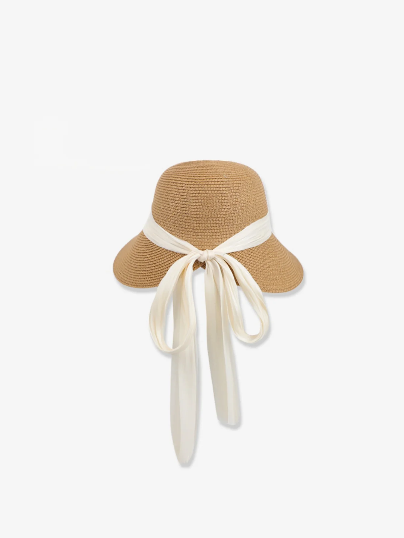Beach Vacation Sunshade Straw Hat With Wide Brim, Bow And Ribbon - Image 5