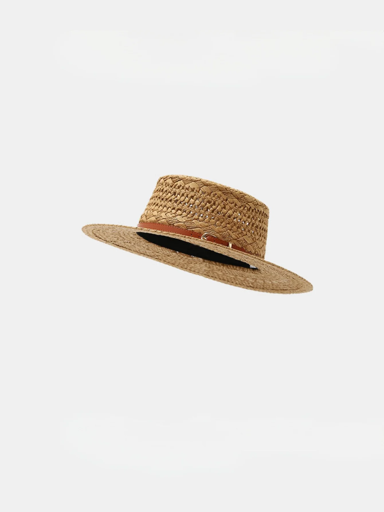 Flat-topped, Openwork Straw Hat For Sun Protection - Image 5