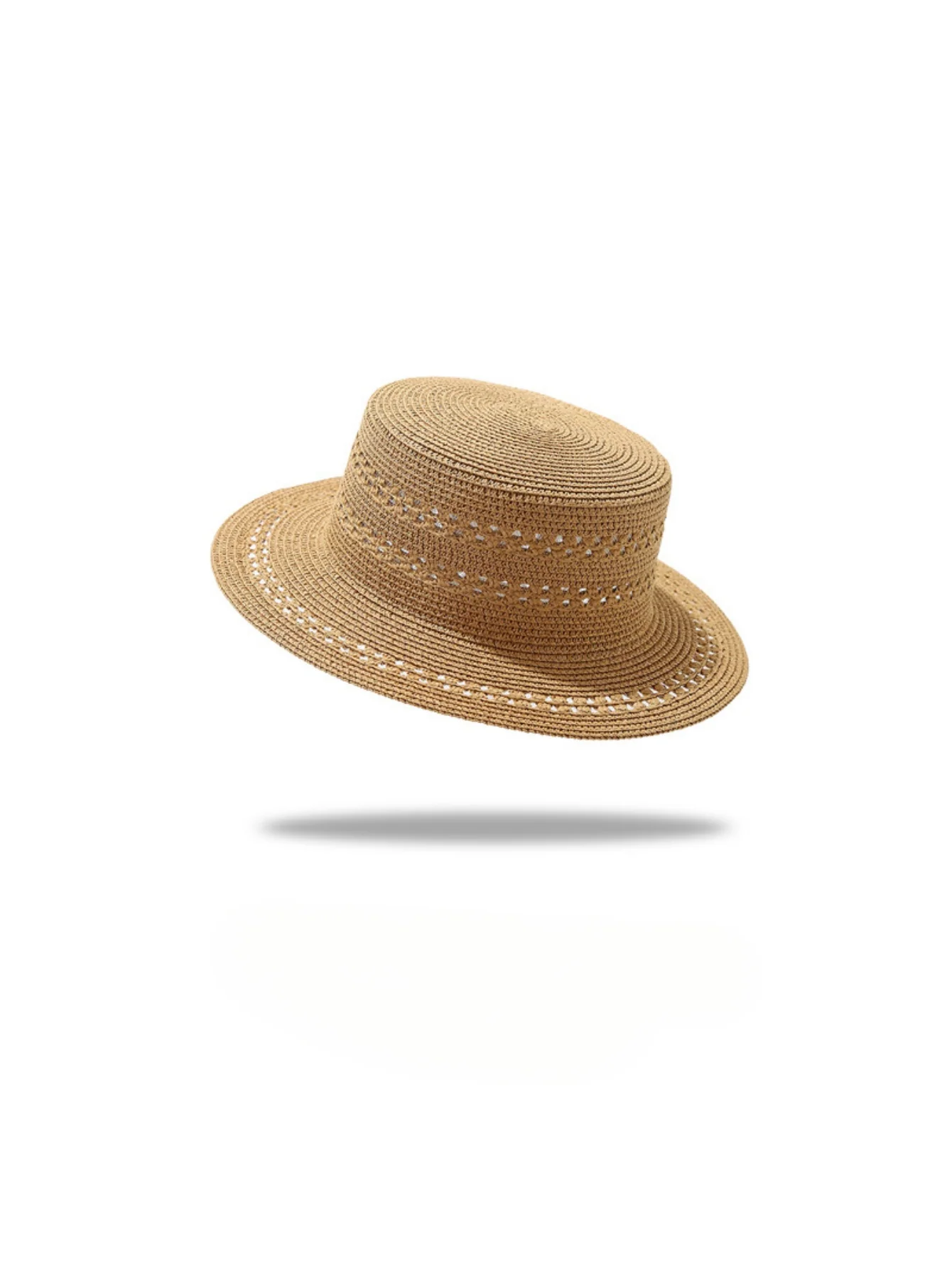 Flat-topped Woven Straw Hat - Image 2