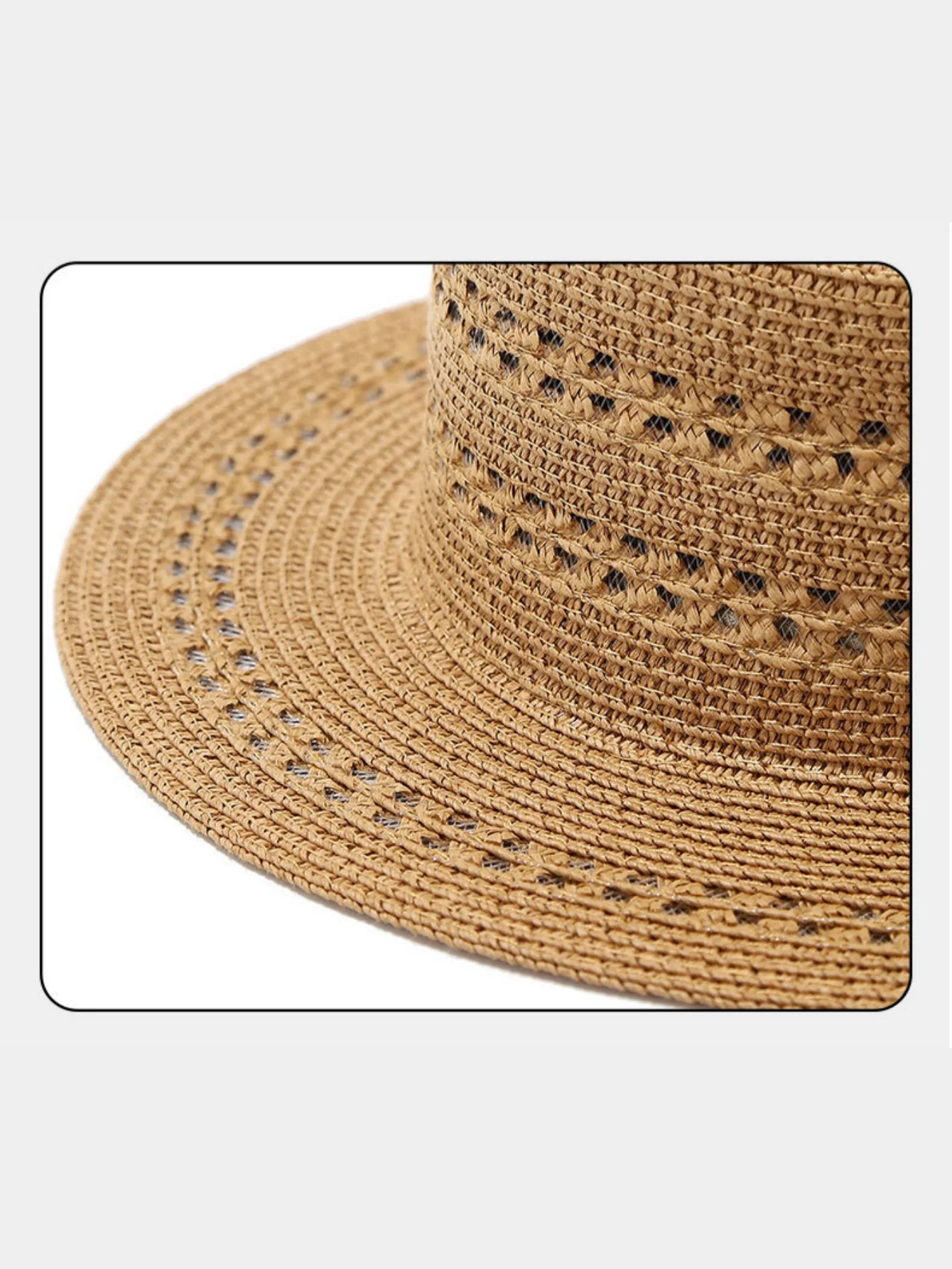 Flat-topped Woven Straw Hat - Image 5