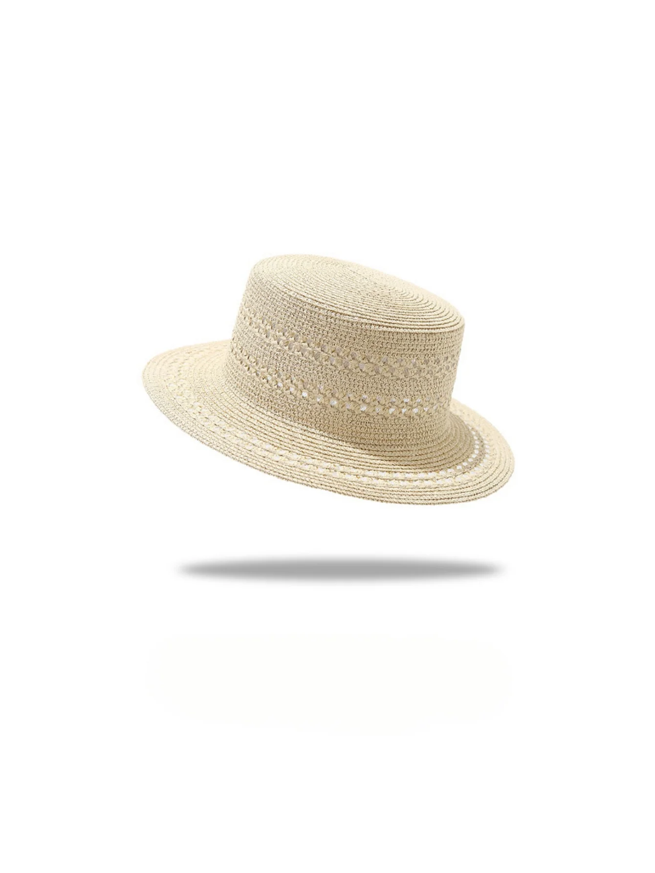 Flat-topped Woven Straw Hat - Image 7