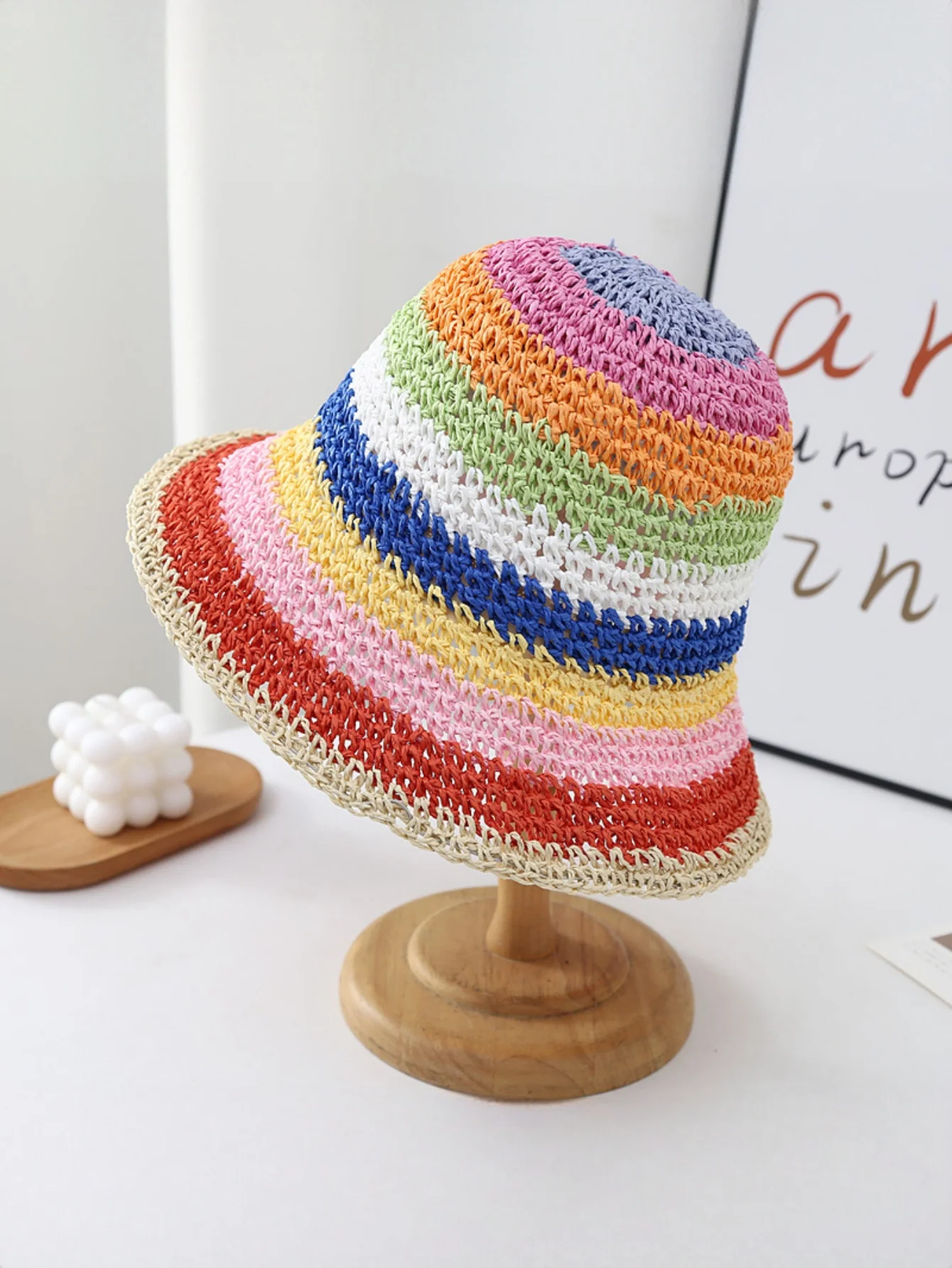 Rainbow Woven Straw Hat - Image 3
