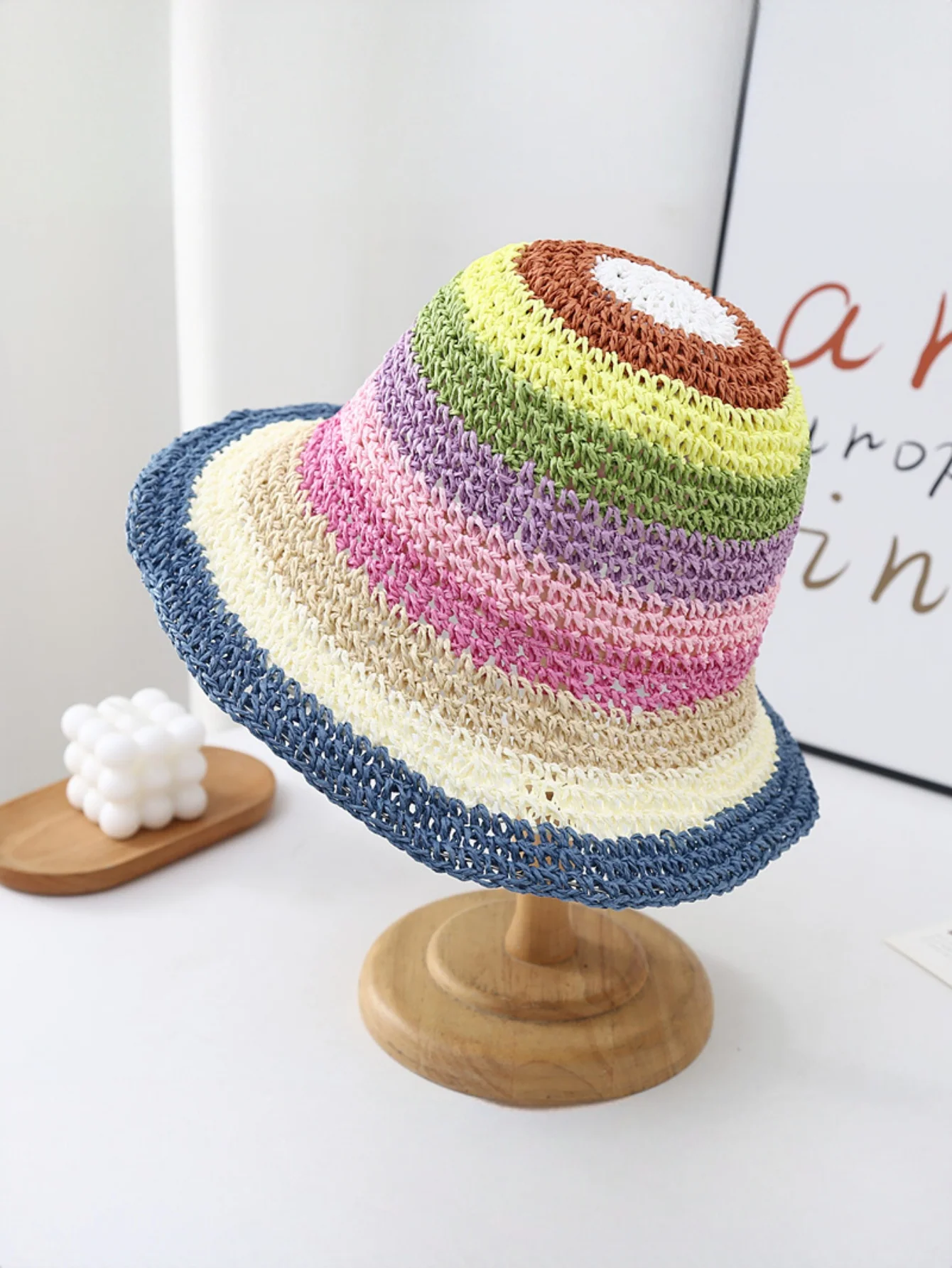 Rainbow Woven Straw Hat - Image 4