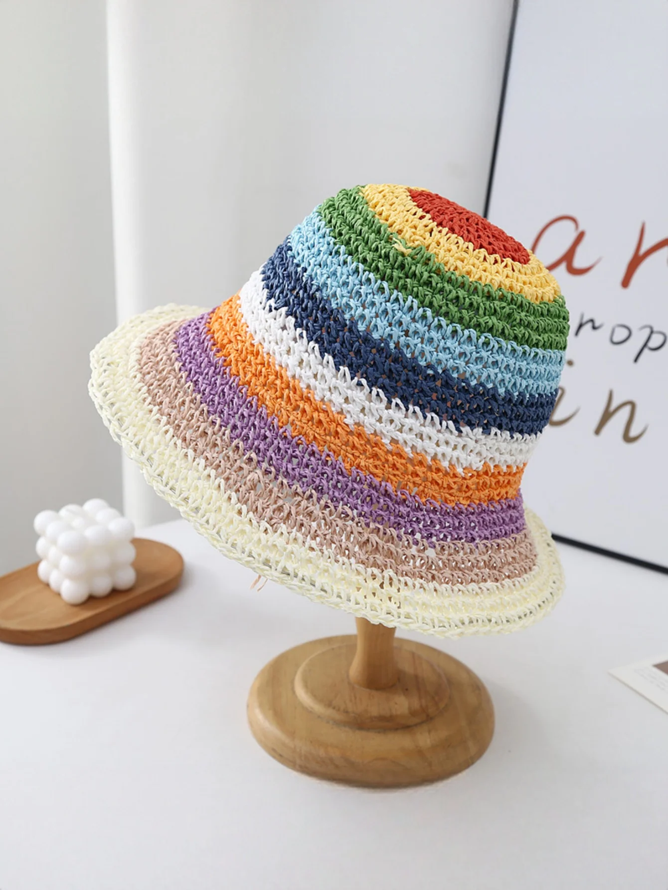 Rainbow Woven Straw Hat - Image 5