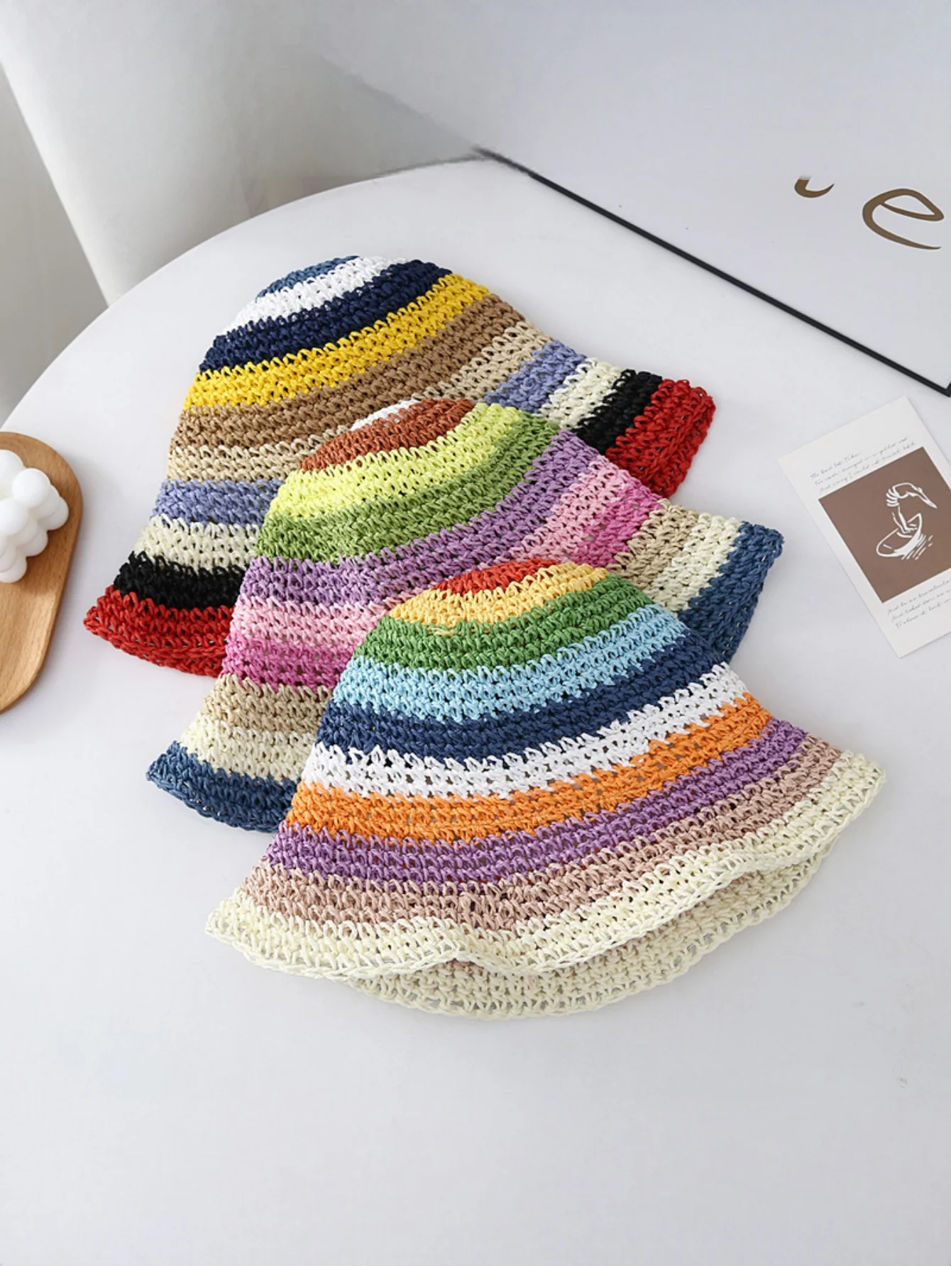 Rainbow Woven Straw Hat - Image 6