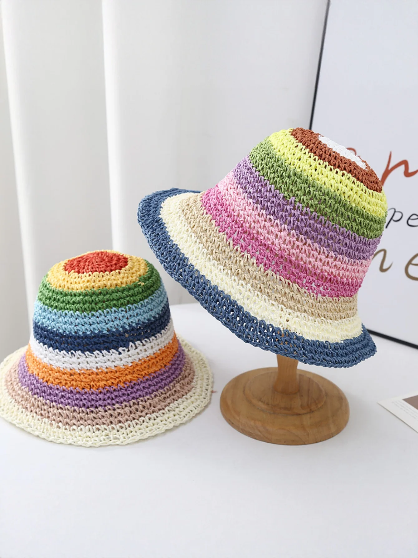 Rainbow Woven Straw Hat - Image 7