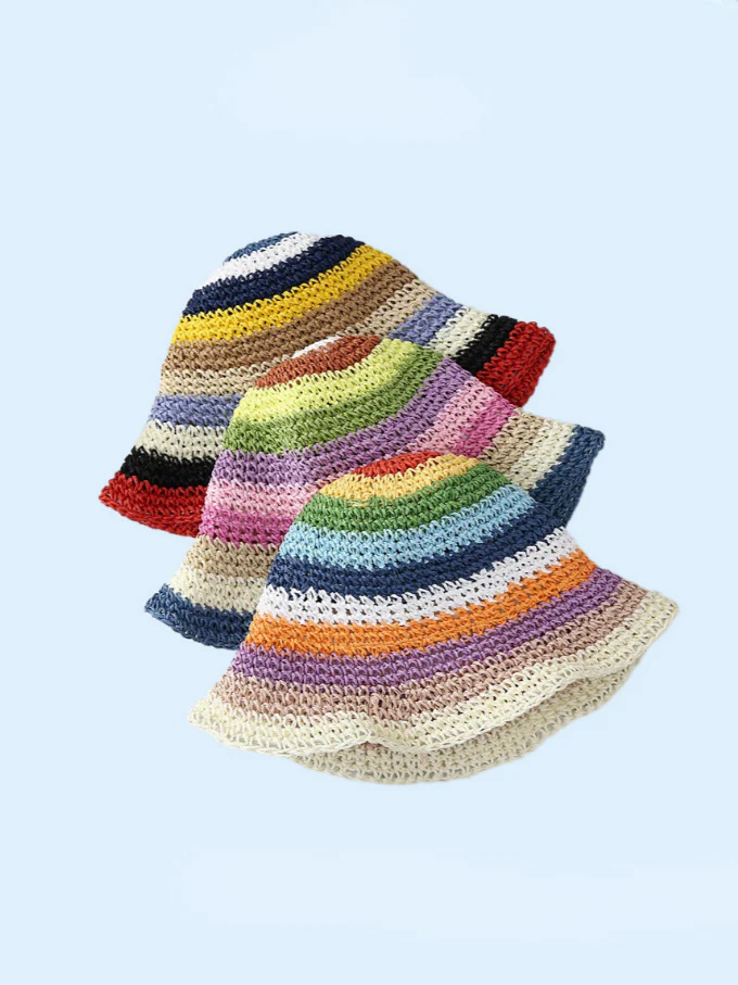 Rainbow Woven Straw Hat - Image 8