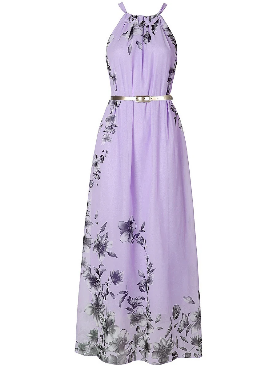 Halter Vacation Printed Maxi Dresses - Image 3