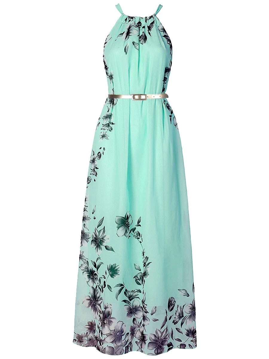 Halter Vacation Printed Maxi Dresses - Image 4