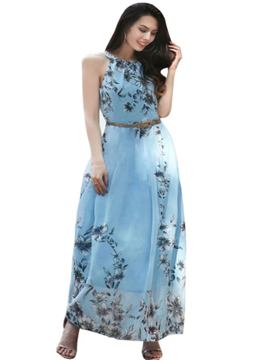 Halter Vacation Printed Maxi Dresses - Image 8