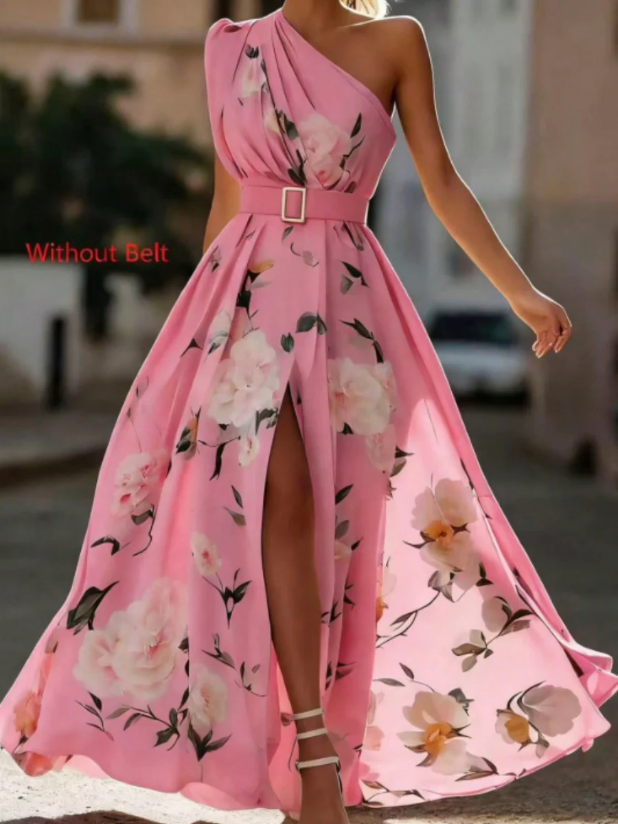 Sloping Shoulders Printed Vacation Temperament Maxi Dresses - Image 7