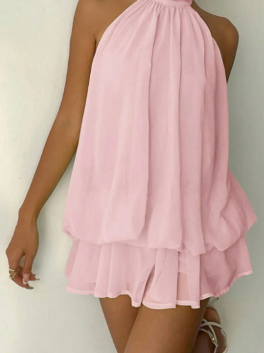 Halter Backless Lace Up Bud Polka Dots Mini&Short Dresses - Image 26