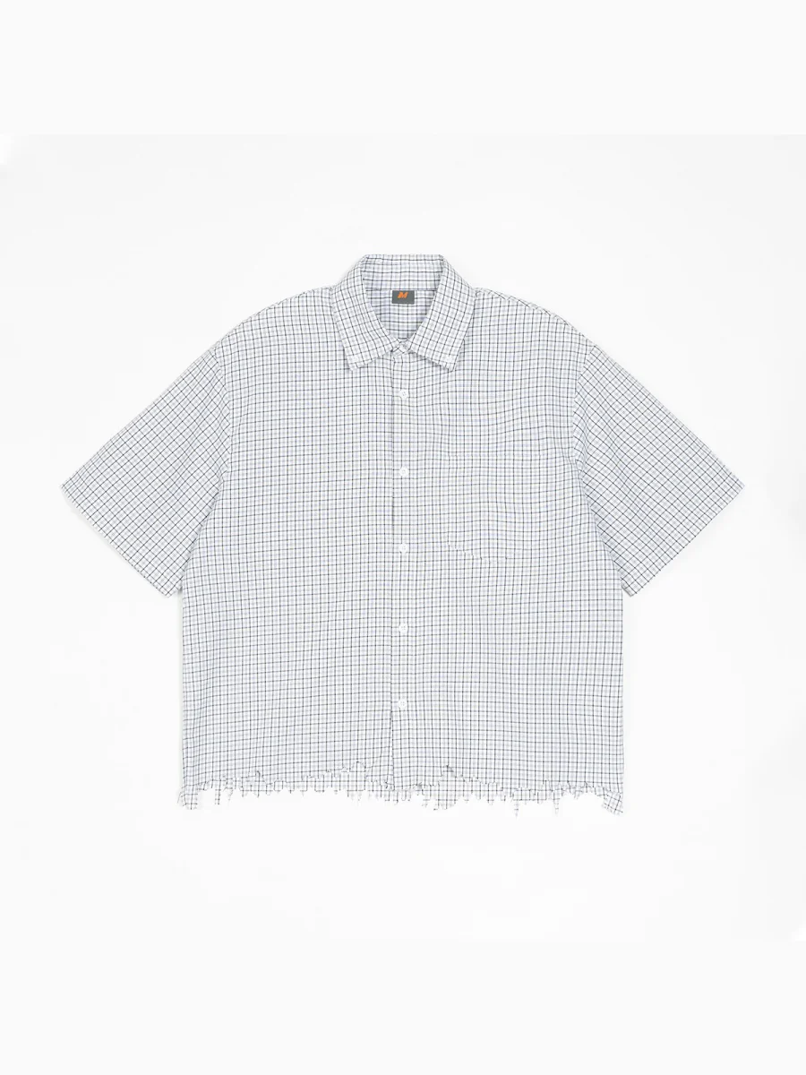 Destroy Hem Plaid Lightweight Boxy Shirts - Image 3
