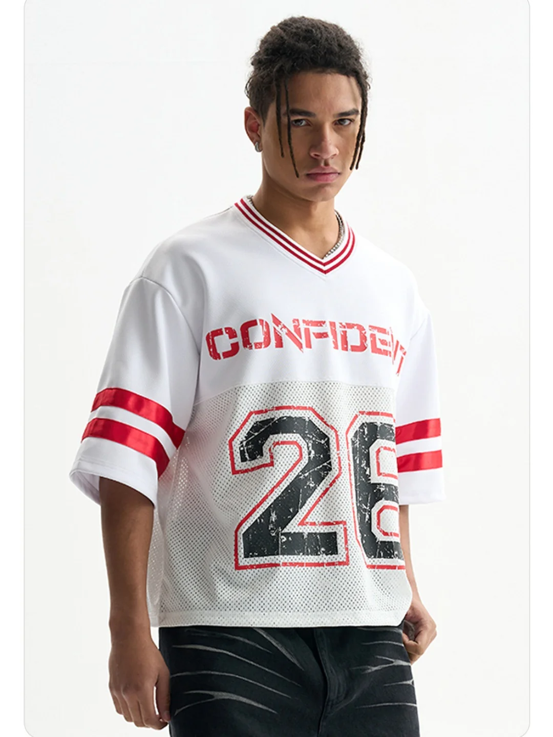 Color-blocked Retro Mesh Jersey Boxy Boxy T-shirts - Image 5