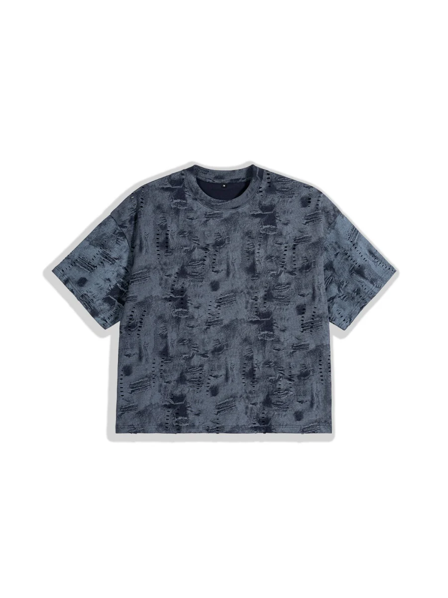 Loose-fit Cropped Denim Style T-shirts - Image 2