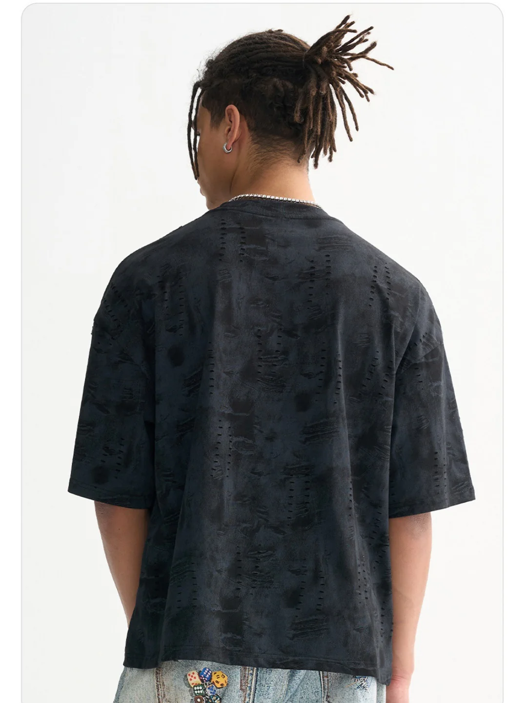 Loose-fit Cropped Denim Style T-shirts - Image 3