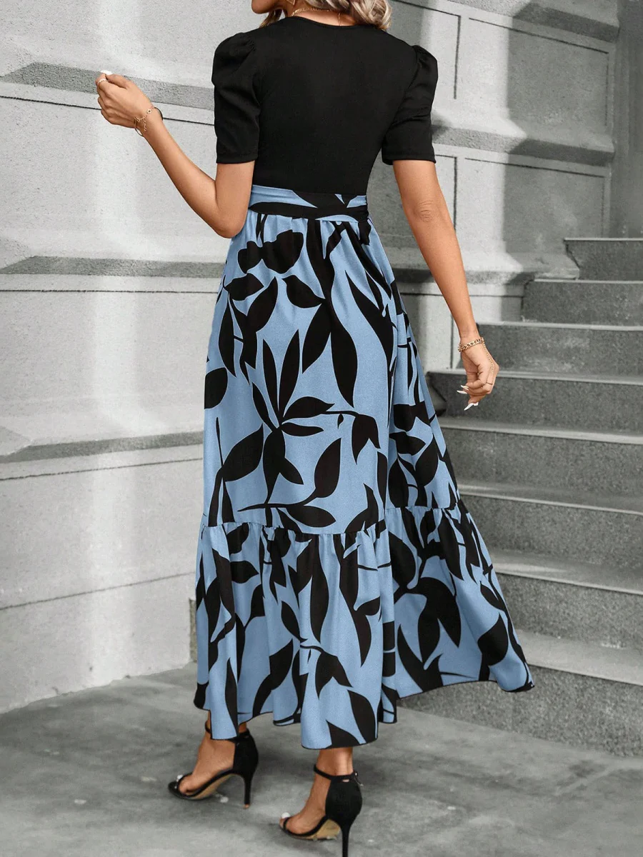 Floral Print High-waisted Long Dress - Image 10