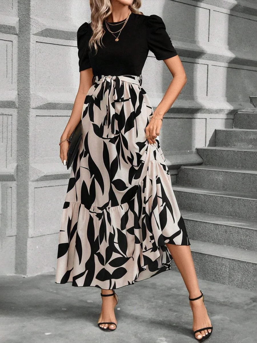 Floral Print High-waisted Long Dress - Image 3