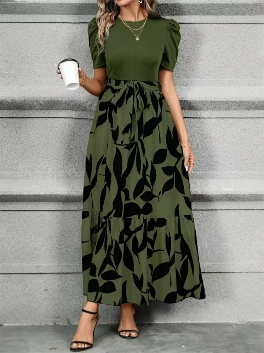 Floral Print High-waisted Long Dress - Image 7