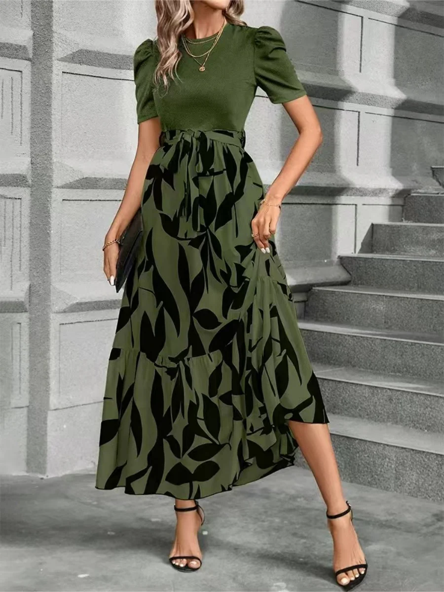 Floral Print High-waisted Long Dress - Image 8