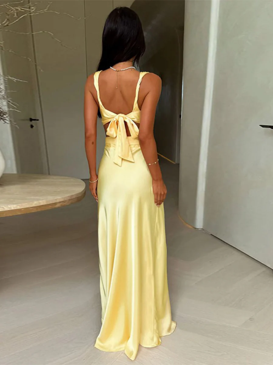 Halter Hollow V-neck Formal Dress Maxi Dresses - Image 2