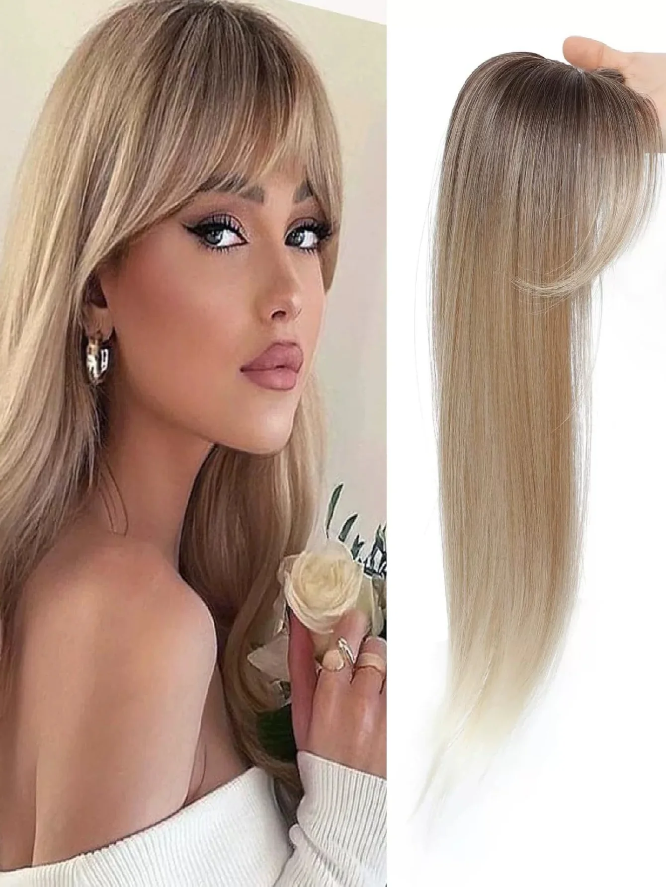 Invisible, Seamless Synthetic Long Wig That Covers Gray Hair - Image 2