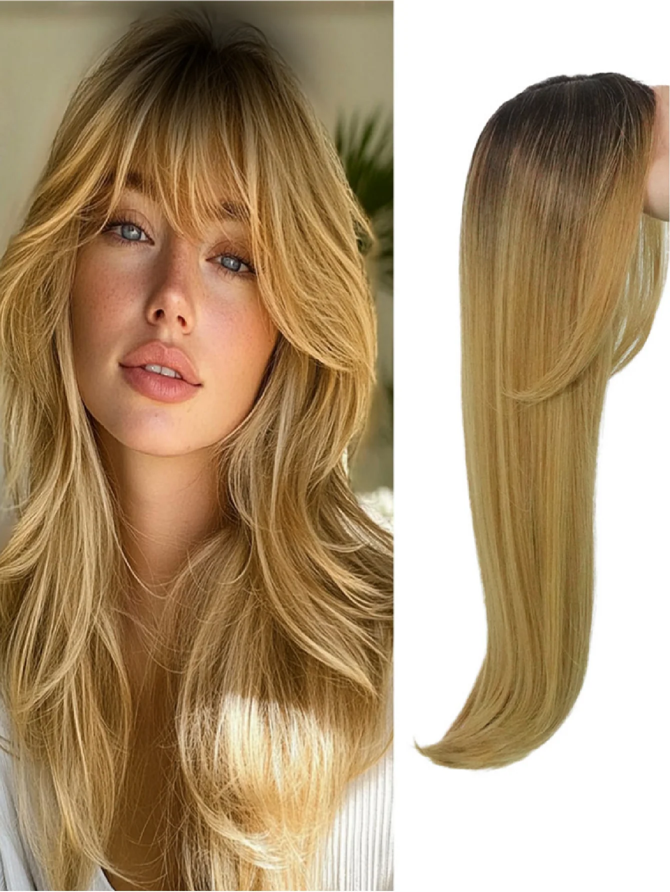 Invisible, Seamless Synthetic Long Wig That Covers Gray Hair - Image 3