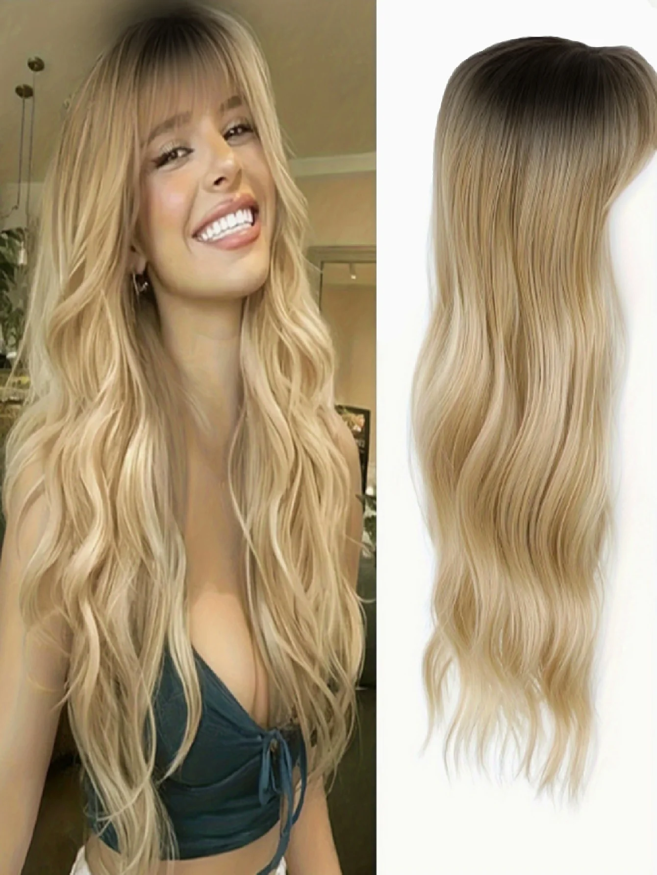 Synthetic Fiber Long Wavy Curl Wig - Image 2