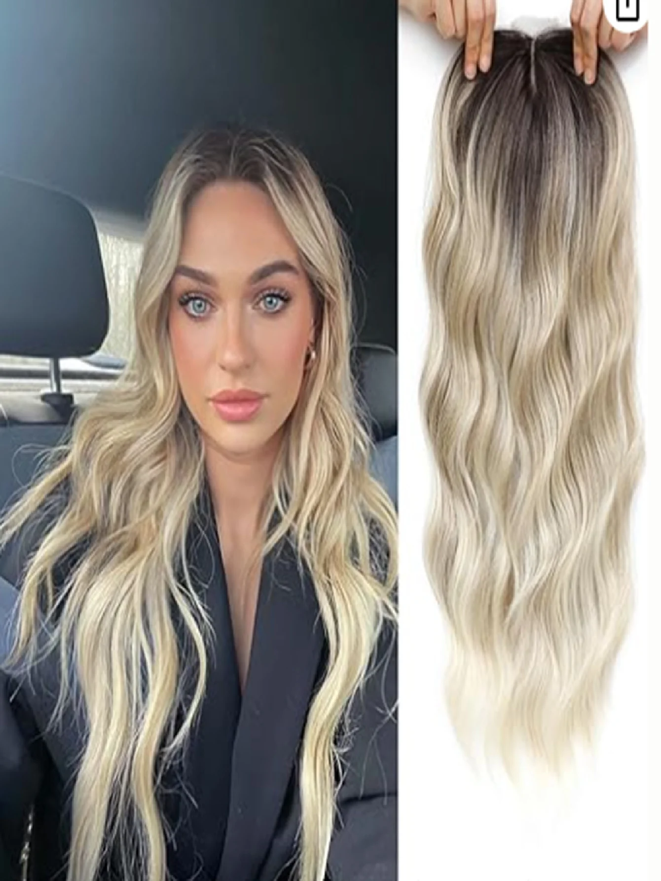 Invisible, Seamless, Long, Curly Wig With White Hair Covering - Image 7