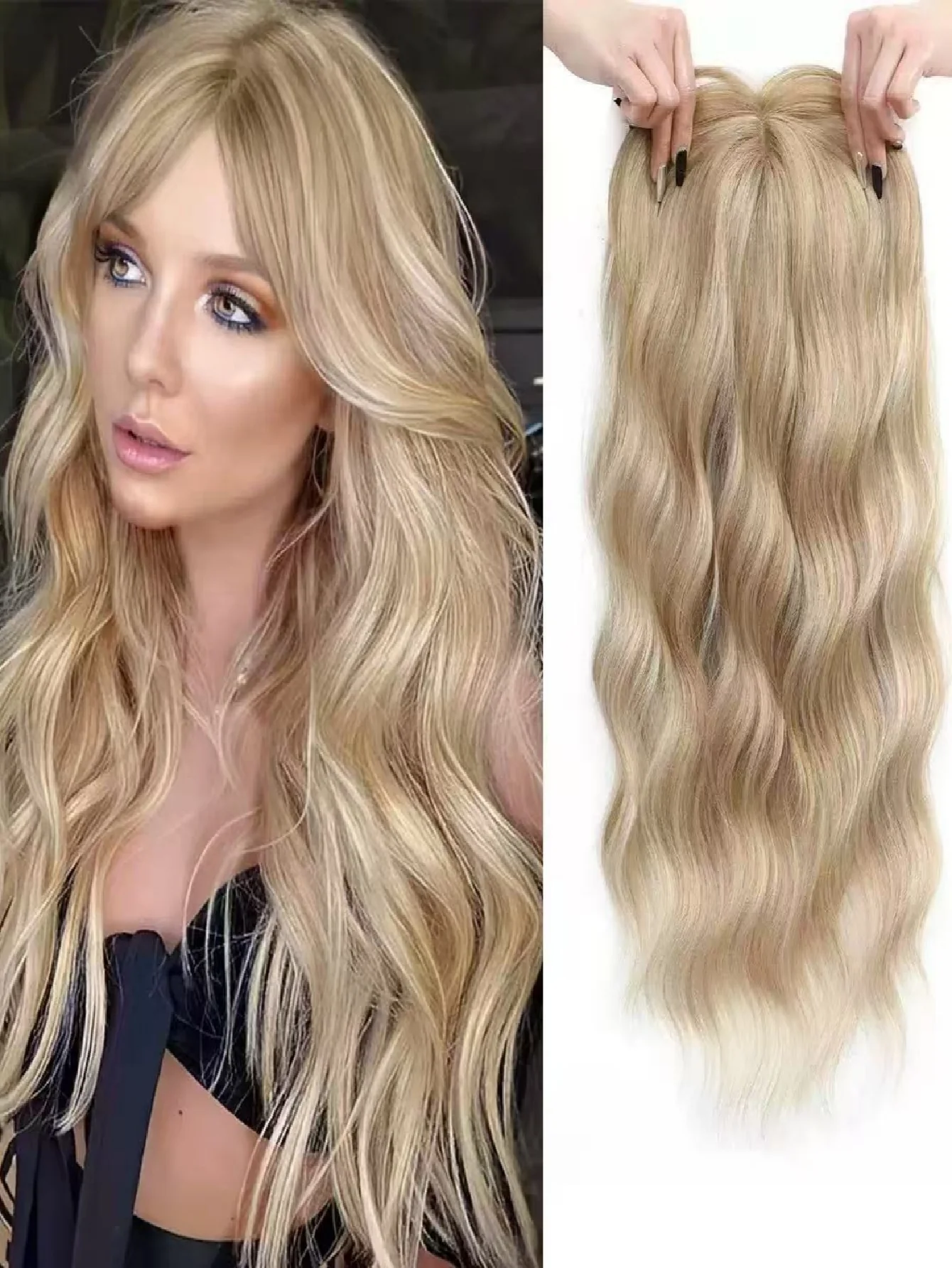 Invisible, Seamless, Long, Curly Wig With White Hair Covering - Image 8