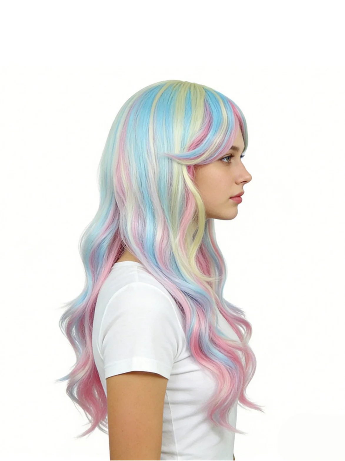Colored Synthetic Fiber Long Wavy Curl Wig - Image 2