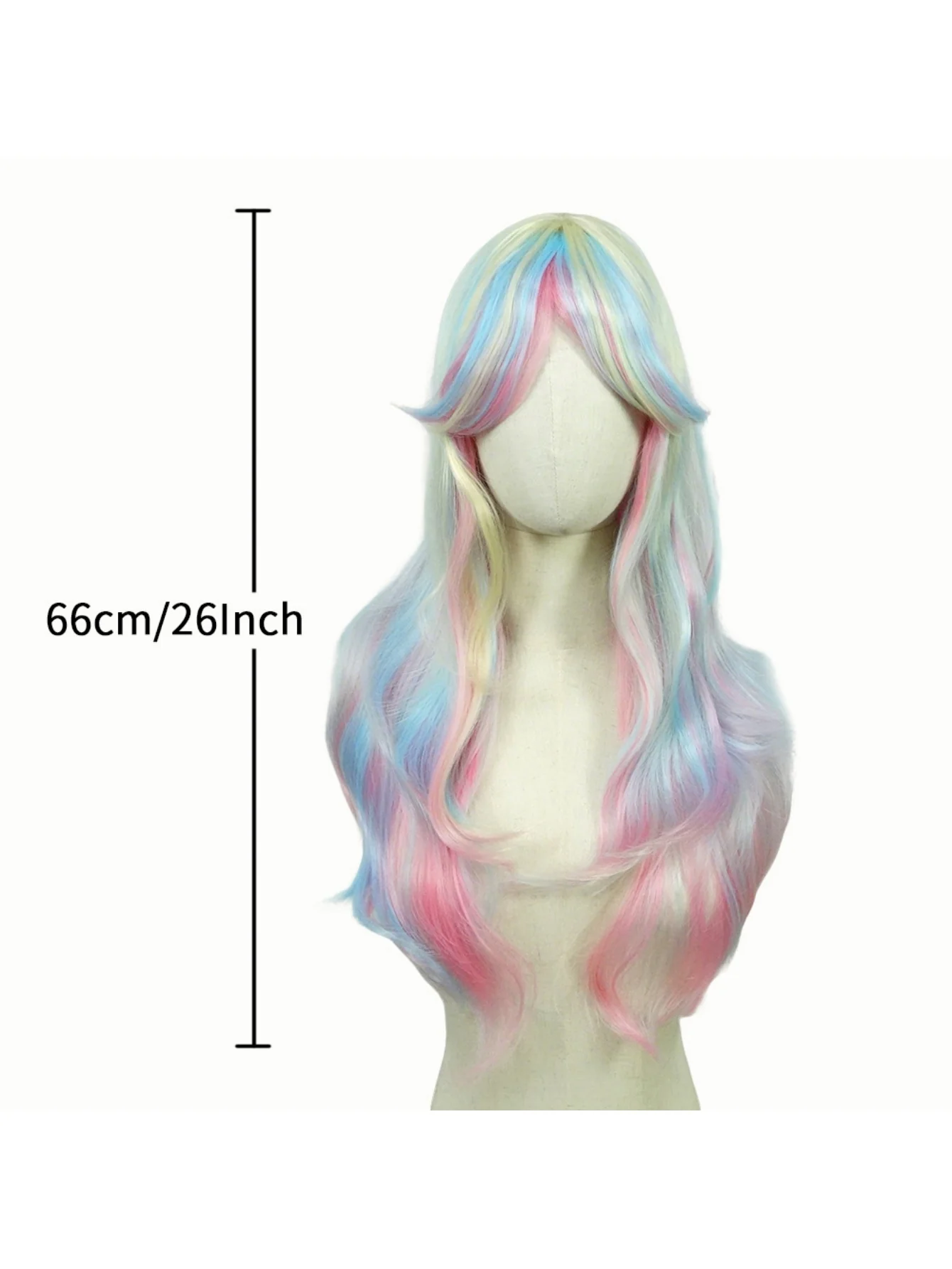 Colored Synthetic Fiber Long Wavy Curl Wig - Image 3